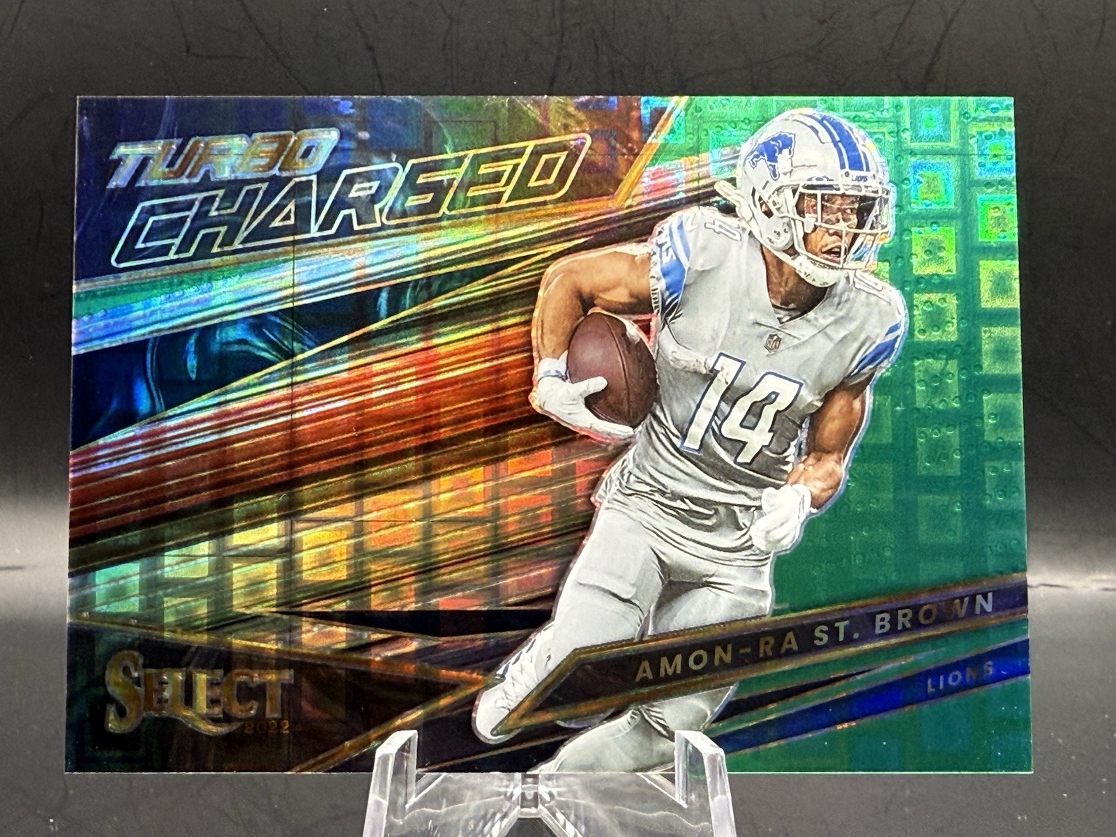 2022 Select Amon-Ra St. Brown Turbocharged Green Pandora Prizm /5 Lions SSP