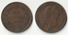 1863 Italy 10 centesimi coin