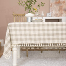 Midsummer Breeze Rustic Checkered Tablecloth, Cotton Gingham Rectangle Table Clo