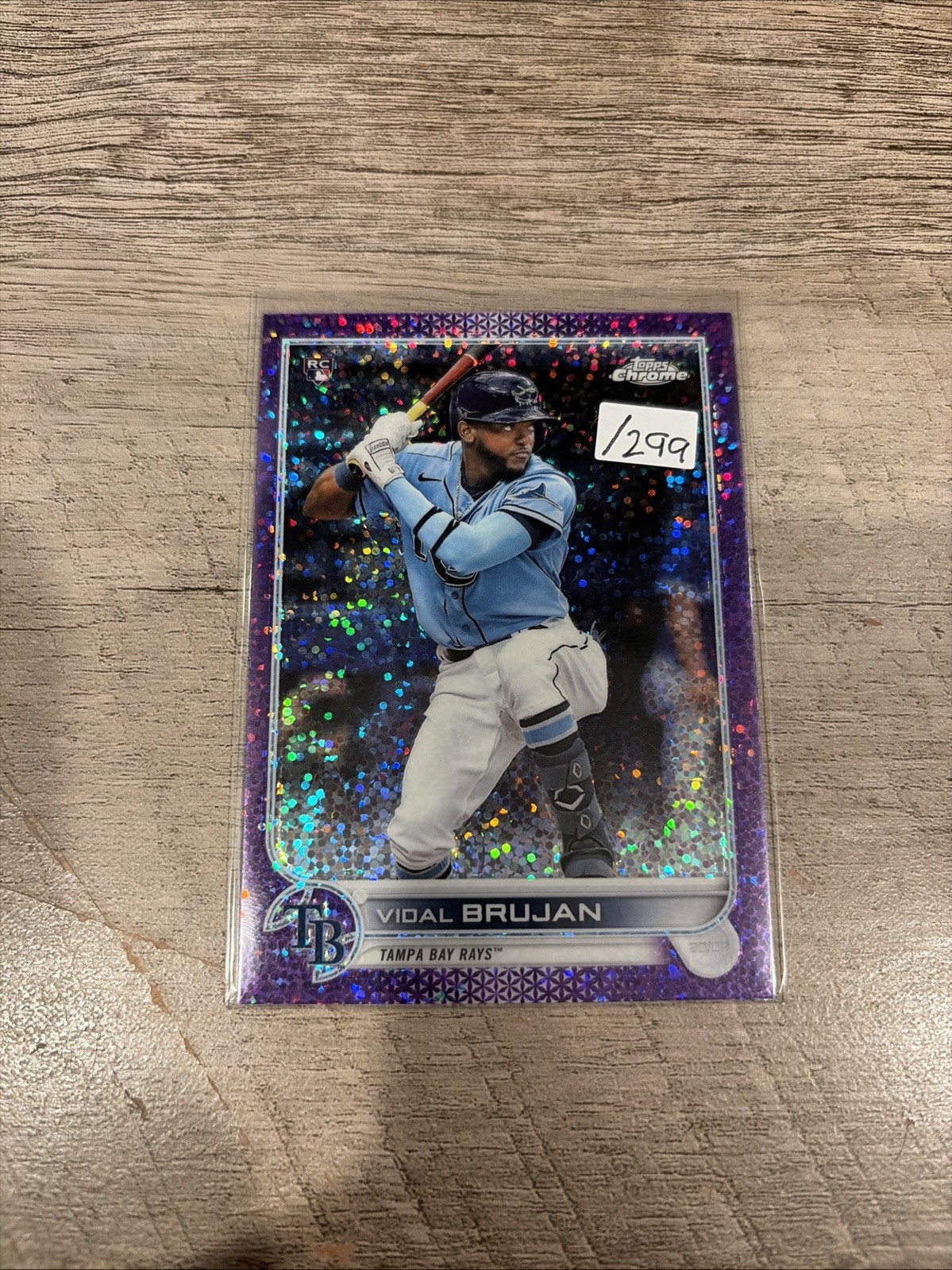 2022 Topps Chrome Purple Speckle Refractors #134 Vidal Brujan Serial #/299
