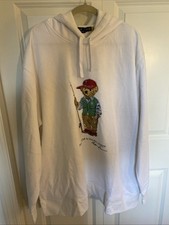 Polo Ralph Lauren Men  s Polo Bear Hoodie White 2XLT Fishing Bear New with Tags