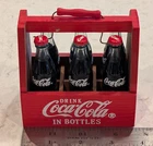 Vintage Coca-Cola Mini Wooden Carrier with 6 Glass Bottles with Metal Caps