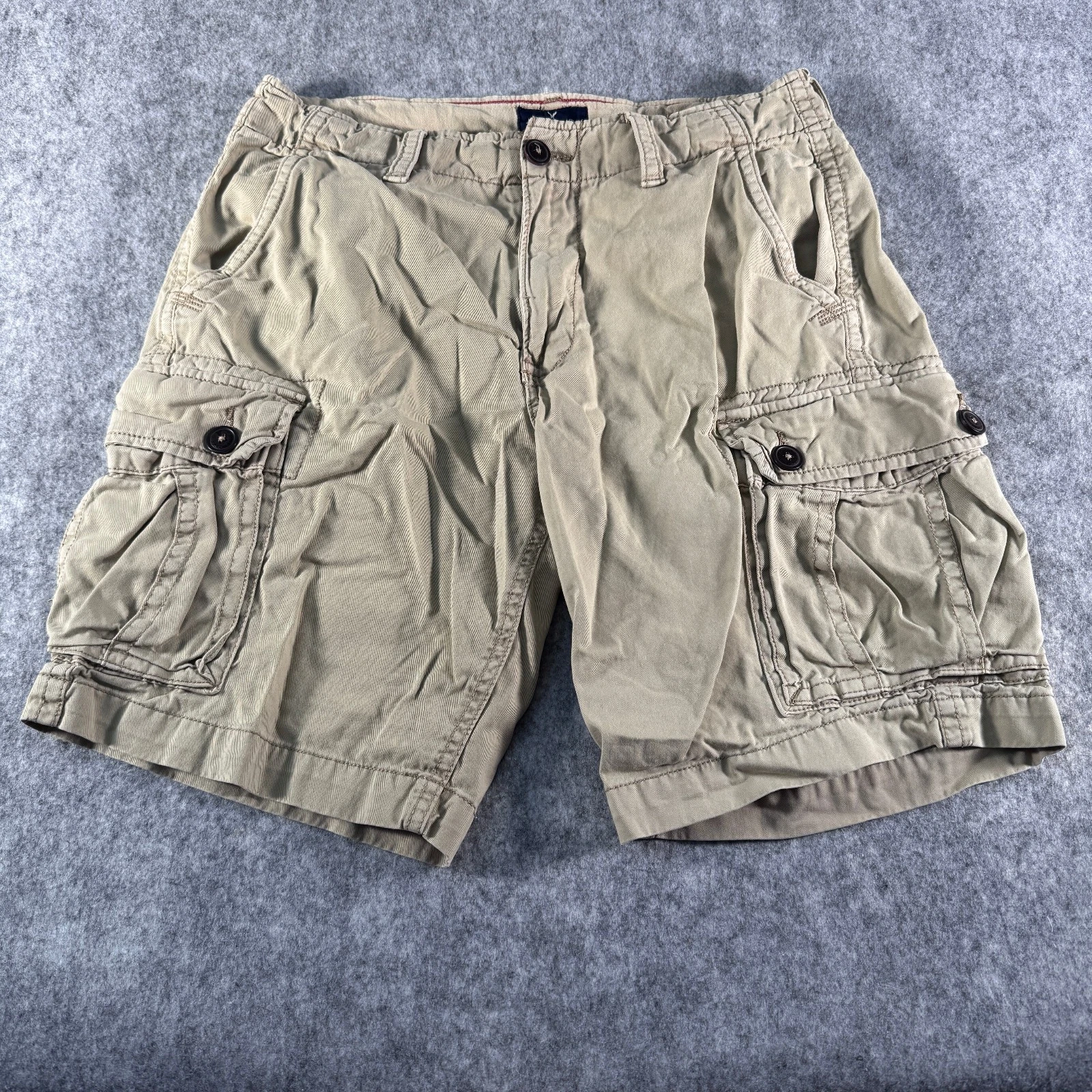 American Eagle Cargo Shorts Mens 33x10 Beige Classic Casual Outdoor Y2K