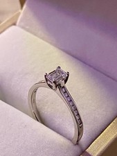 NATURAL 0.50ct Emerald Cut Diamond Ring - GIA Certificate D Color - Platinum SI1