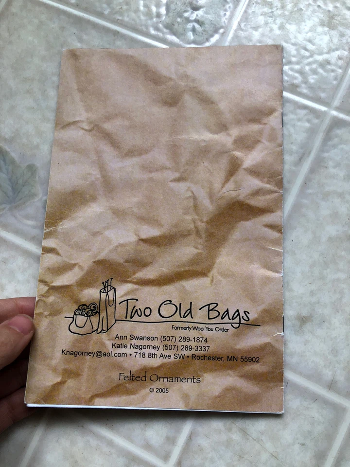 Felted Christmas Ornaments to Knit Two Old Bags Mitten Stocking Poinsettia Hats - Image 2 of 3