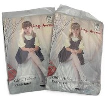 Girl's Fishnet Black Pantyhose/Tights - Medium 4-7 - 2 Pairs - 100 Nylon