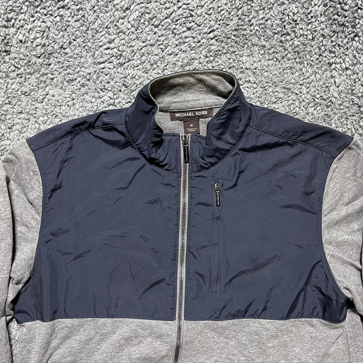 Mk Michael Kors Mens Jacket Fleece Navy Blue Lightweight Lined