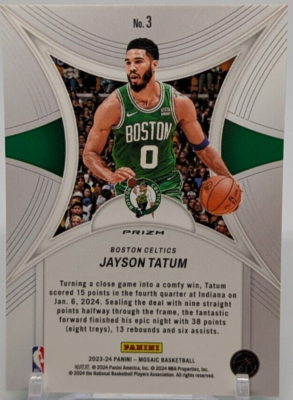 🏀2023-24 Mosaic Basketball Jayson Tatum #3 Epic Performers Green