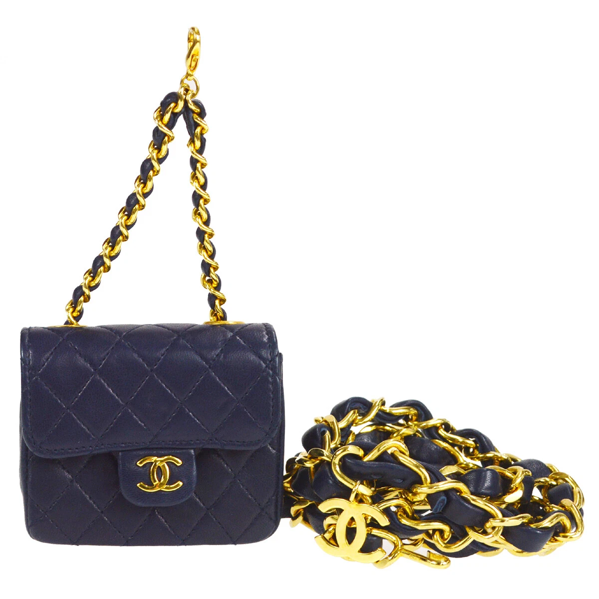 Chanel Quilted Mini Gold Classic Flap Pouch Chain Bag