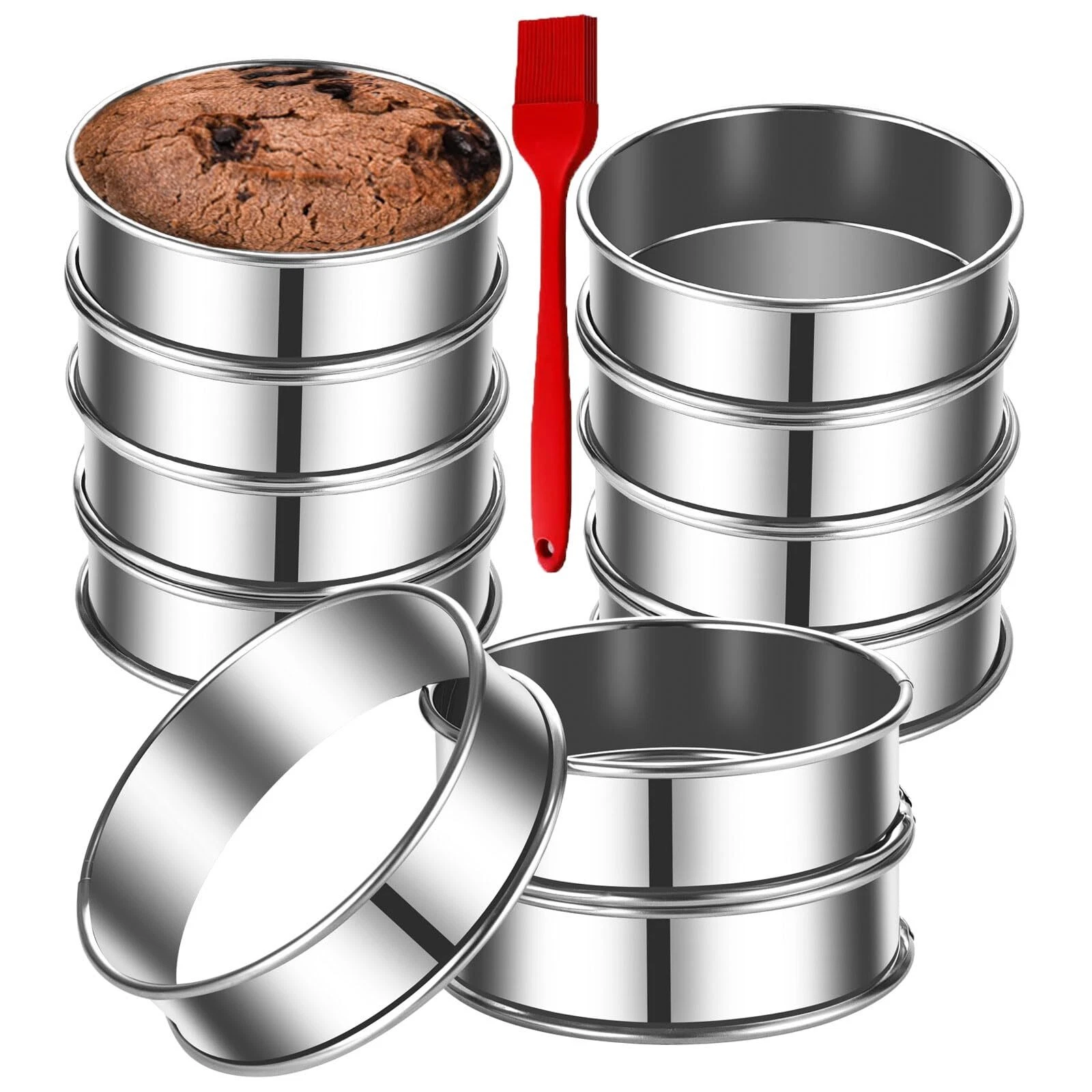 12Pack 4 Inch Stainless Steel English Muffin Rings Double Rolled Crumpet Rings