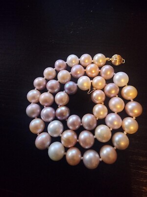 GENUINE Cultured pearl necklace 14k solid GOLD clasp 18 inch