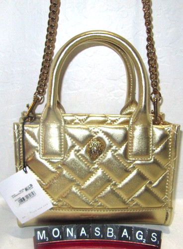 Kurt Geiger London Metallic X Small Kensington Gold Drench Quilted Square Tote