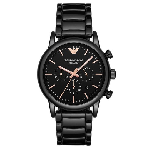 NUOVO EMPORIO ARMANI Uomo Nero Orologio Oro Rosa in Ceramica-AR1509-RRP £  409 | eBay