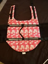 Size XL Life Jacket for Dogs Pink Floral Adjustable Straps