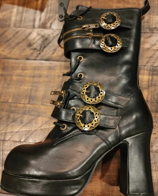 Platform Boots Black Cosplay Steampunk 