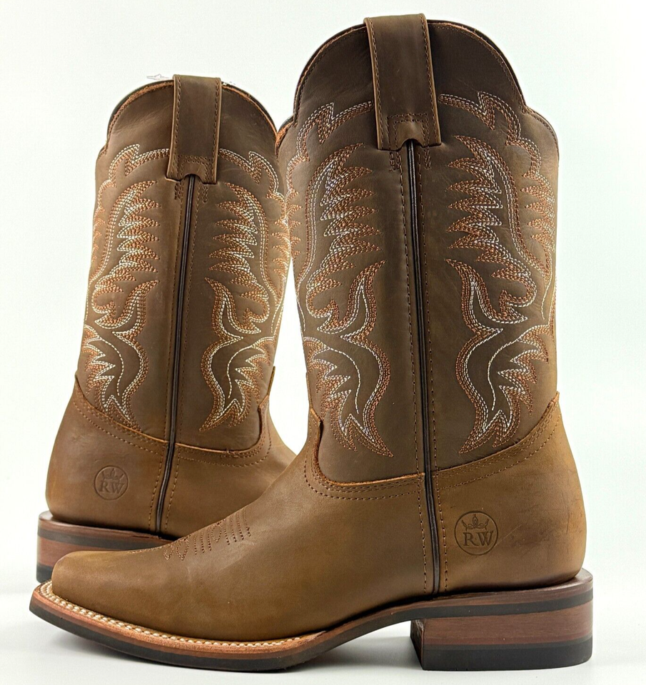 MENS REYWELT COWBOY BOOTS WESTERN BOTAS VAQUERAS CRAZY TAN RANCH ...