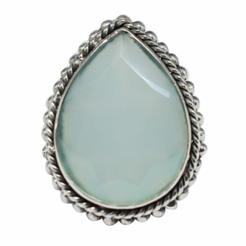 Bague Argent 925 Avec Calcédoine Bleue Blade Roma - Taille 55, Style Dôme - Parfait état