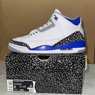 Air Jordan 3 Racer Blue Retro Size 8 Mens preowned 2021 [CT8532