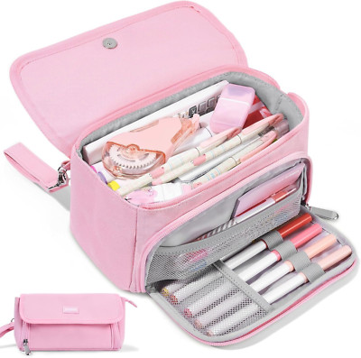 Sooez Super Large Pencil Case, Big Capacity Pencil Bag with 3 Compartments, Hold
