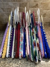 24 Vintage Crocheted Handmade Yarn Knit Wire Coat Hangers Lot of Granny Colorful