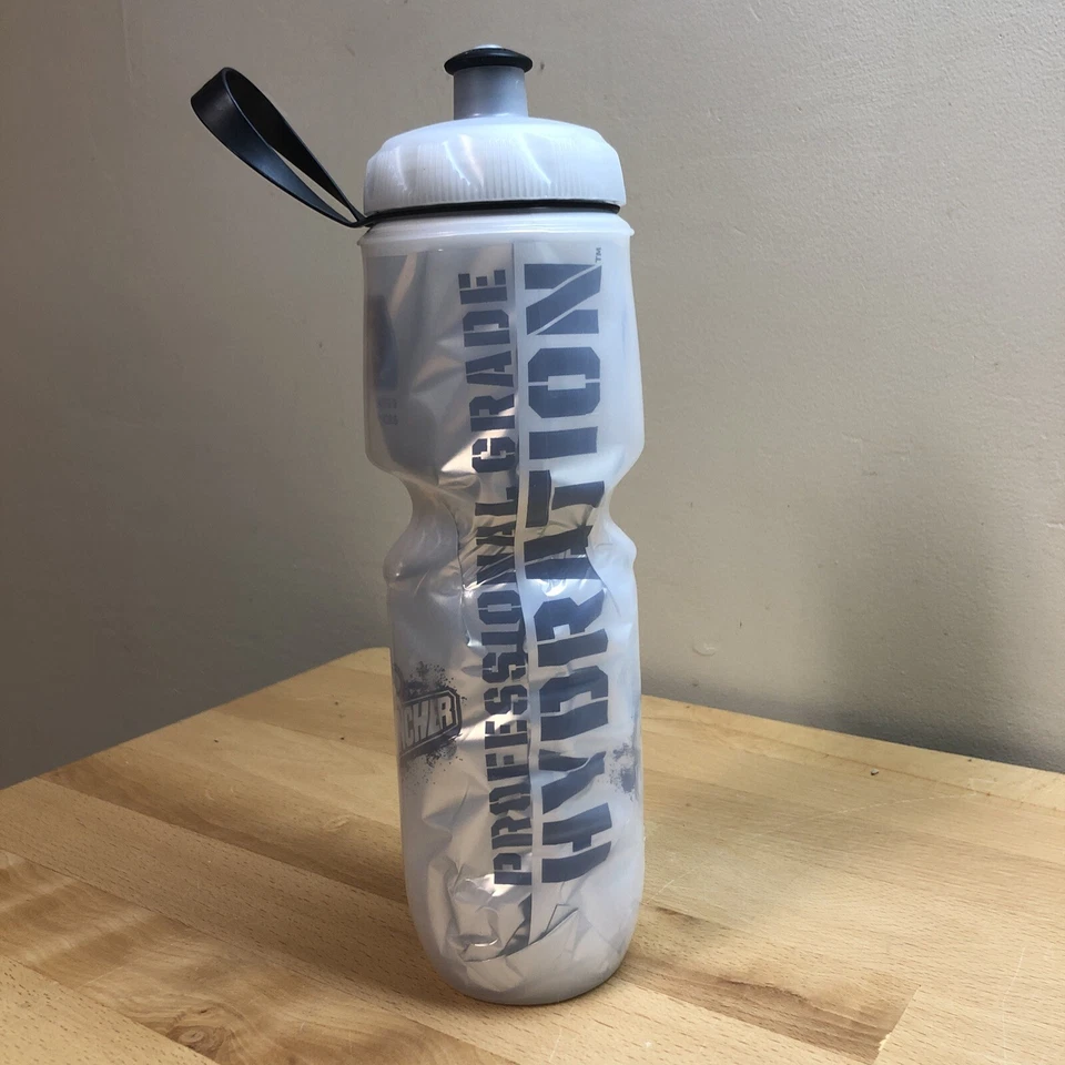 Botella de agua aislada Polar 24 oz azul plata onda transparente hecha en EE. UU. Foto 4 de 4