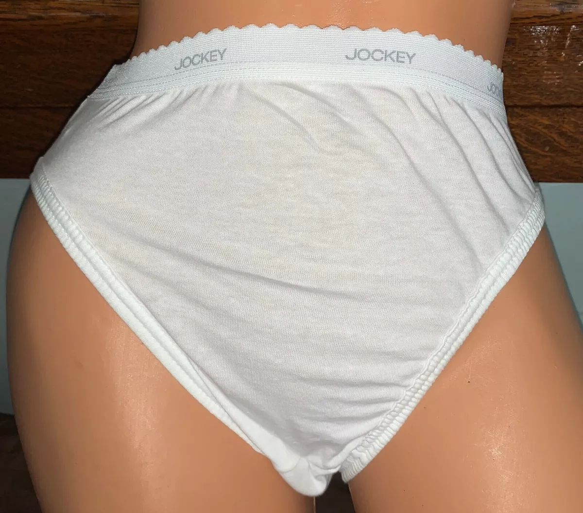 Vintage Jockey White 100 Cotton Logo Waist Hi Leg Panties Sissy