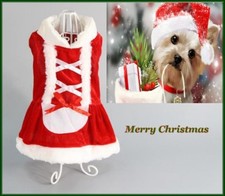 NEW PET DOG CAT Red Velour White Faux Fur Christmas Holiday Dress XS S S/M M/L