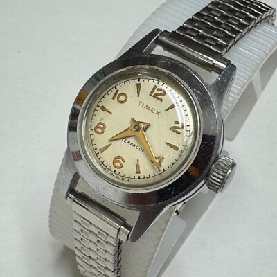Vtg Early Timex USA Hand-Wind Mechanical Watch Women Silver Waterproof - Runs VTG Early Timex USA Hand-Wind Mechanical Watch Women Silver  main image 4