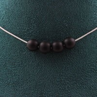 Onyx Collier 4 Perlen Schwarz Matt 8 Mm