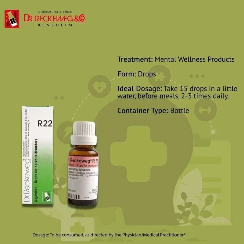 🌿 Dr. Reckeweg R22 Homeopathic Drops 22ml Support for Nervous Disorde 5 Bottle - Image 3 of 4
