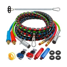 KOOTANS 15FT Semi Truck Air Lines Kit 3 in 1 Red & Blue Air Brake Hoses and 7...