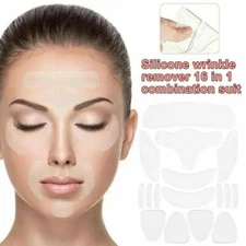11-32Pcs Reusable Anti Wrinkle Neck Eye Face Pads Silicone Removal Patch NEW