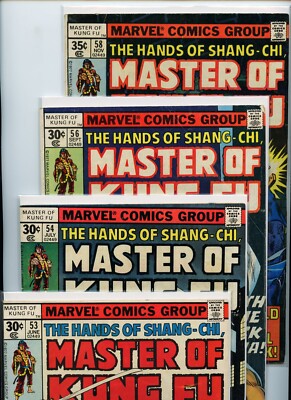 Master of Kung Fu #53, #54, #56, and #58 Marvel Comics Lot of 4 Books III