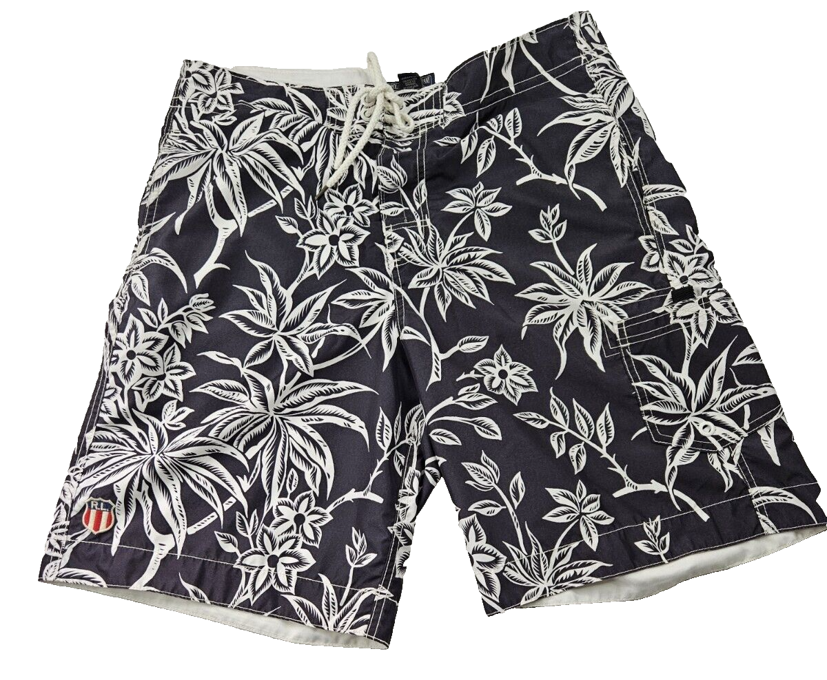 Vtg Ralph Lauren Mfg Polo Jeans Shorts Men Size L Black White