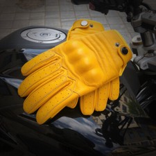 Men's Real Leather Motorcycle Motorbike Riding Protection Touch Screen Gloves