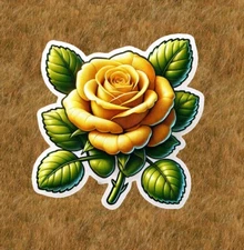 Beautiful yellow rose 100% waterproof vinyl sticker decal - many sizes available
