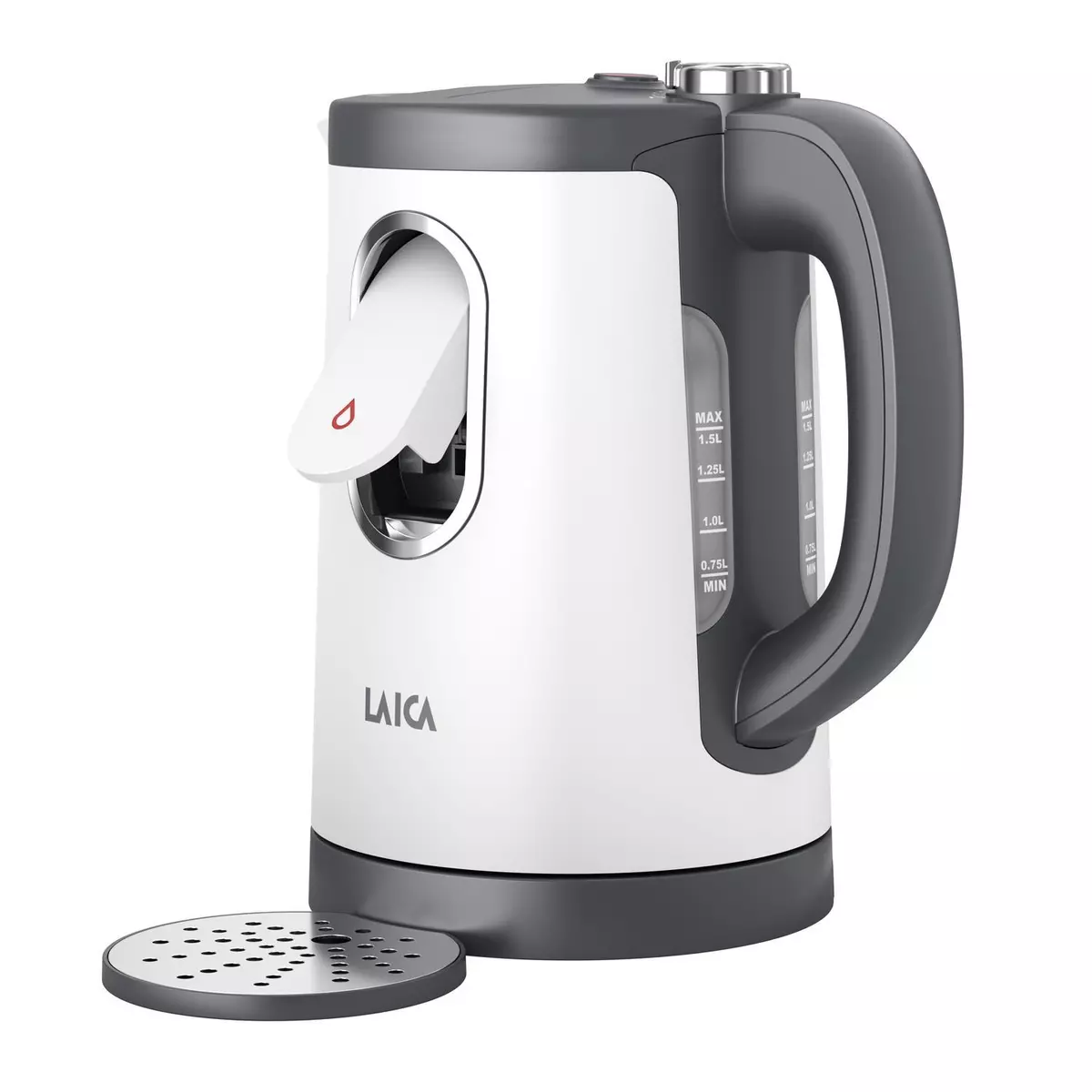 Electric Kettle with One-Cup Fast Boil Dispense, 1.5L Capacity DualFlo by  LAICA