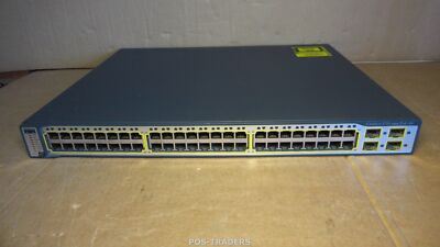 Cisco WS-C3750-48PS-S V06 48-Port PoE 10/100 32 Gbps + 4x SFP Ports Switch NO RM