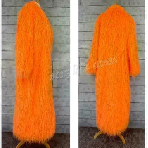 Womens Faux Mongolian Lamb Sheep Fur Coat Long Hair Overcoat Outwear Warm Jacket - Image 2 of 4