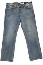 T.K. Axel Jeans Mens 34X30 Blue Stone Wash Distressed Slim Fit Bootcut Denim NWT