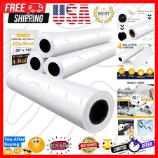High Brightness 20lb Plotter Paper Rolls - 4 x 36"x150' for Precision Prints
