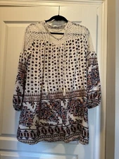 Entro Boutique Blouse Women's Size S  Long Sleeves Boho Top Sheer Lined