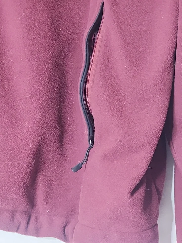 Jaqueta de lã masculina Cabela's 3X borgonha zíper completo bolso cintura ajustável - Imagem 3 de 4