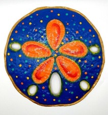 Sand Dollar Metal Wall Accent Seaside Blue Decor Bright Ocean Fun