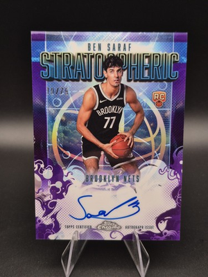 #ad 2025 26 Topps Chrome Ben Saraf #SMR BS Purple Stratospheric Rookie Autograph 75 $32.49