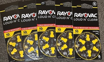 RAYOVAC Size 10 Hearing Aid Batteries  Premium Loud N  Clear 6 Pack X5