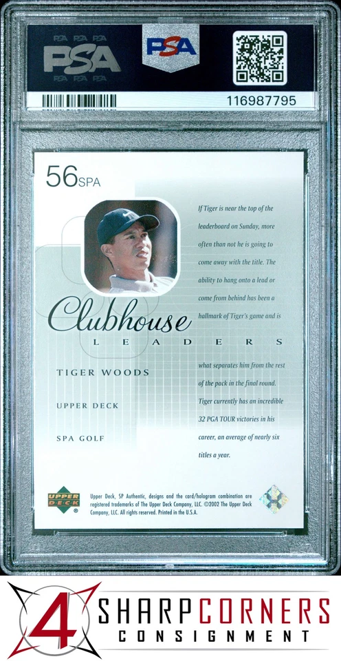 2002 SP AUTHENTIC GOLF #56 TIGER WOODS HOF PSA 10 - Image 2 of 2