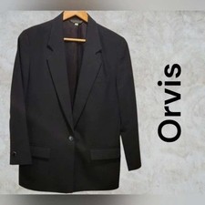 Orvis Vintage Wool Blazer Jacket Black Single Button Made in USA Size 6R