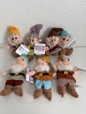 Disney Store 7 Dwarfs Lot Of 7 Mini Bean Bag Plush LOT