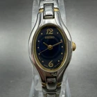 Seiko Watch Women 16mm Blue Dial Two Tone Oval VTG 1N01-0CT0 New Battery JKKJ8
